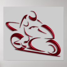Glänzender roter metallischer Motorrad-Rennläufer Plakatdruck