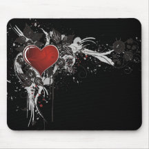 Glänzendes Herz, Blätter u. Blumen - Vorlage Mousepad