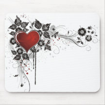 Glänzendes Herz, Blätter u. Blumen - Vorlage Mousepads