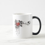 Glänzendes Herz, Blätter u. Blumen - Vorlage Kaffee Haferl