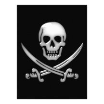 Glasige Piraten-Schädel-u. Klinge-gekreuzte Knoche Ankündigungskarten