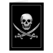 Glasige Piraten-Schädel-u. Klinge-gekreuzte Knoche Grußkarte