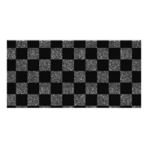 Glitter black glitter checkered pattern photo card template