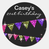 Glitter Pennant Flags 21st Birthday Celebration aufkleber