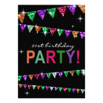 Glitter Pennant Flags 21st Birthday Celebration einladungen