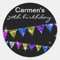 Glitter Pennant Flags 30th Birthday Celebration aufkleber