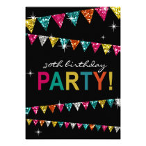 Glitter Pennant Flags 30th Birthday Celebration einladungen