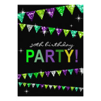 Glitter Pennant Flags 30th Birthday Celebration einladungen