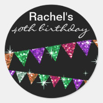 Glitter Pennant Flags 40th Birthday Celebration aufkleber