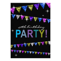 Glitter Pennant Flags 40th Birthday Celebration einladungen