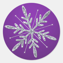 Glittery lila und silberner Schneeflocke-Aufkleber