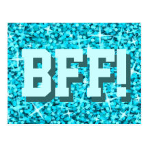 Glitz-Blau "BESTE FREUNDIN!" Postkarte