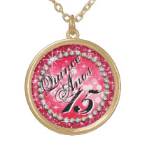 Glitz Glam Bling Quinceañera Celebration hot pink halsketten