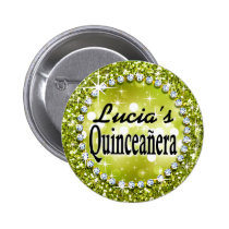 Glitz Glam Bling Quinceañera Celebration lime buttons