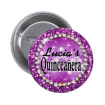 Glitz Glam Bling Quinceañera Celebration purple buttons