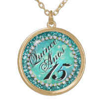Glitz Glam Bling Quinceañera Celebration teal halsketten