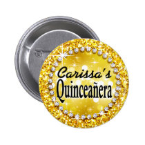 Glitz Glam Bling Quinceañera Celebration yellow buttons