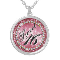 Glitz Glam Bling Sweet 16 Celebration pink halsketten