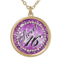 Glitz Glam Bling Sweet 16 Celebration purple halsketten