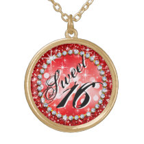 Glitz Glam Bling Sweet 16 Celebration red halsketten