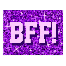 Glitz lila "BESTE FREUNDIN!" Postkarte