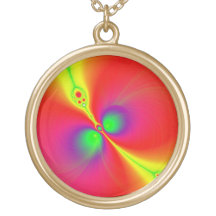 Glowing Oranges and Reds Fractal Art Pendant