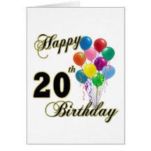 Glückliche 20. Geburtstags-Geschenke und Geburtsta Grußkarte