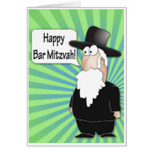 Glückliche Bar Mitzvah Grußkarte - lustiger Rabbin