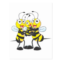 Glückliche Bienen-Familie Postkarten