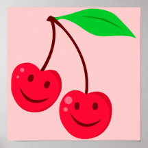 glückliche Gesichtskirschen des smiley Plakatdrucke
