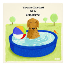 Glückliche Hundepool-Party Einladung