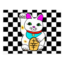 Glückliche Katze Maneki Neko Miezekatze Postkarten