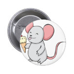 Glückliche Maus, die Eiscreme isst Anstecknadelbutton