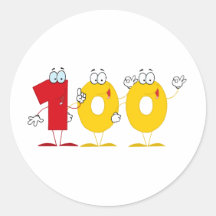 Glückliche Nr. 100 Runder Aufkleber