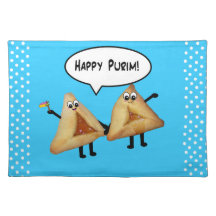 Glückliche Purim Hamantashen Tischsets - Blau