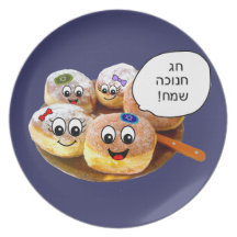 Glückliche Schaumgummiringe Chanukah Platte auf He Party Teller