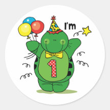 Glückliche Schildkröte-1. Geburtstag Aufkleber