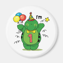 Glückliche Schildkröte-1. Geburtstag Kühlschrankmagnete