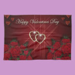 Glückliche Valentinstag-Goldherzen geschirrtücher