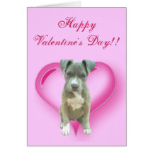 Glückliche Valentinstag Pitbull Welpen-Grußkarte