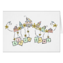 Glückliche Zuhause-Gekritzel, Housewarming-Karte