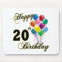 Glücklicher 20. Geburtstag mit Ballonen Mousepad