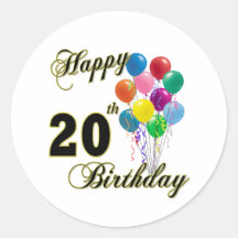 Glücklicher 20. Geburtstag mit Ballonen Sticker
