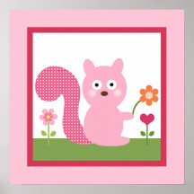 Glücklicher Baum/Eichhörnchen-Plakat-/Druck-Wand-K