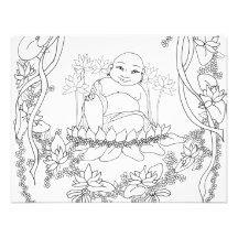 Glücklicher Buddha mit Lotus Ankündigungskarte