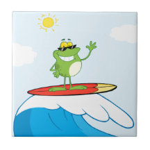 GLÜCKLICHER FROSCH CA des SURFER-4419-Happy-Frog-W Fliesen