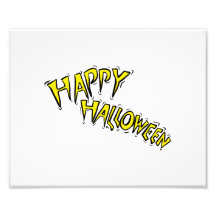 glücklicher gelber Text Halloweens ldete einen Bog Kunstphotos