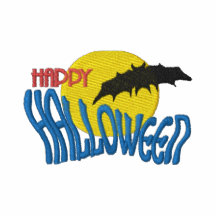 Glücklicher Halloween-Schläger und Mond gestickte 