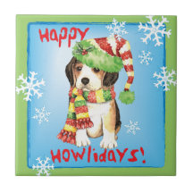 Glücklicher Howliday Beagle Keramikfliese