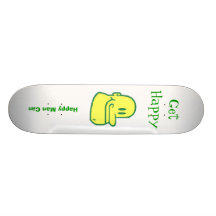 Glücklicher Mann kann Skateboard Skateboardbrett